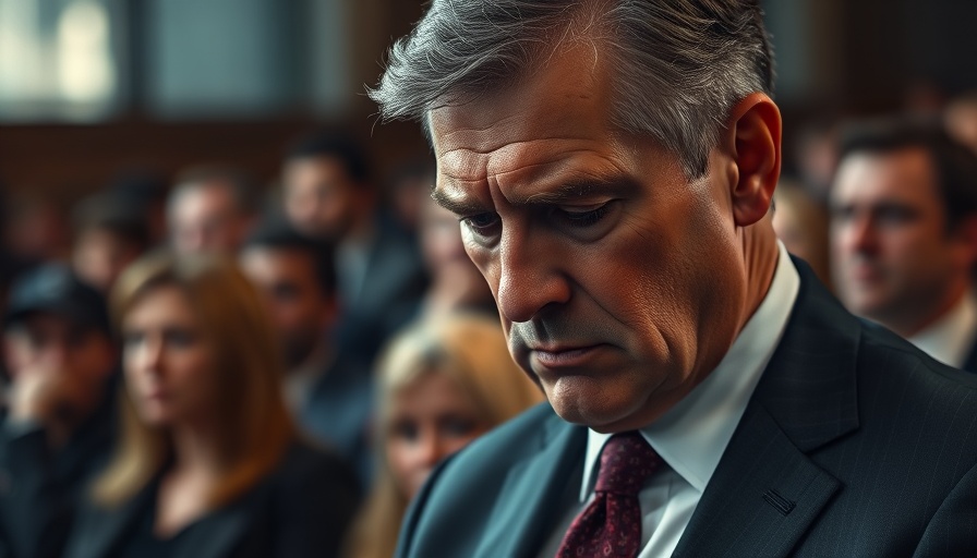 Solemn man in formal setting, introspective and serious expression.