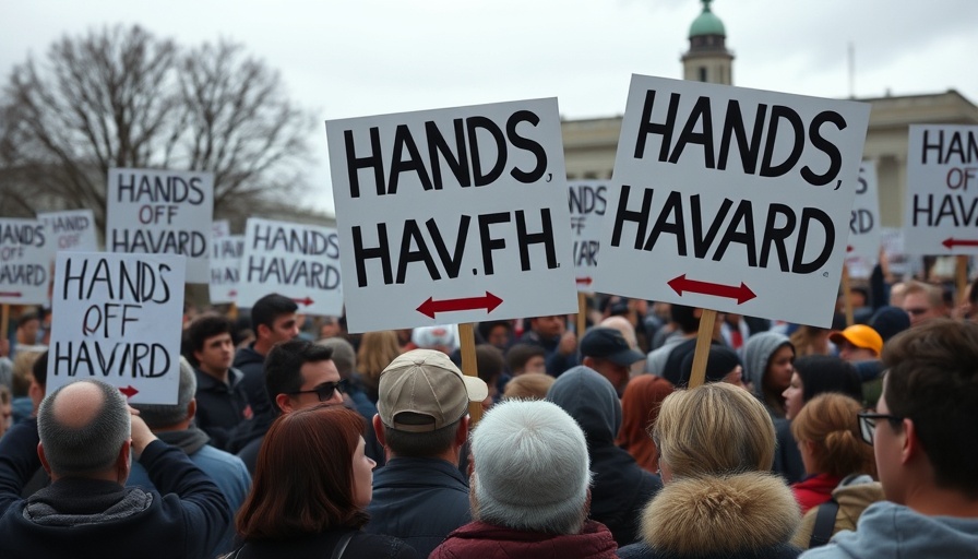 Protesters holding 'Hands Off Harvard' signs at a rally.