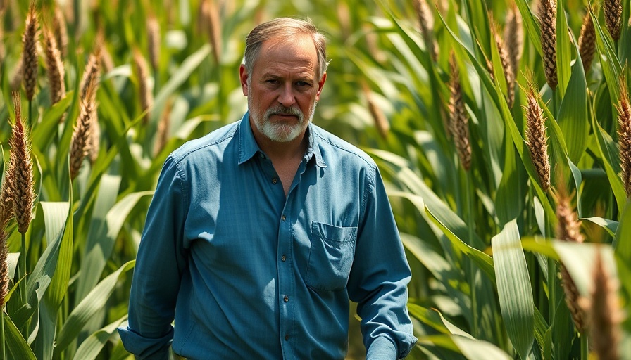 Farmer in sorghum field from Water for Life documentary PBS.