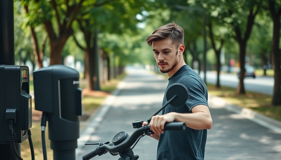 India Electric Vehicle Market: Man charging electric scooter in park