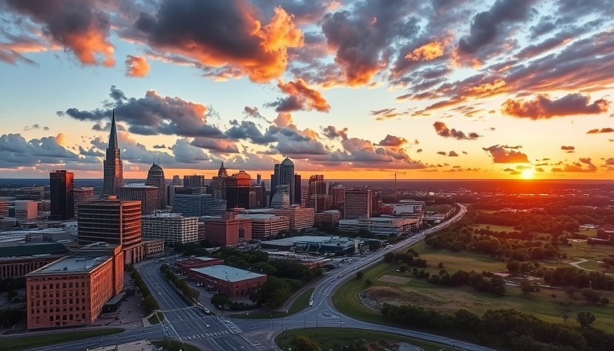 Tulsa cityscape at sunset highlighting unique things to do in Tulsa OK.