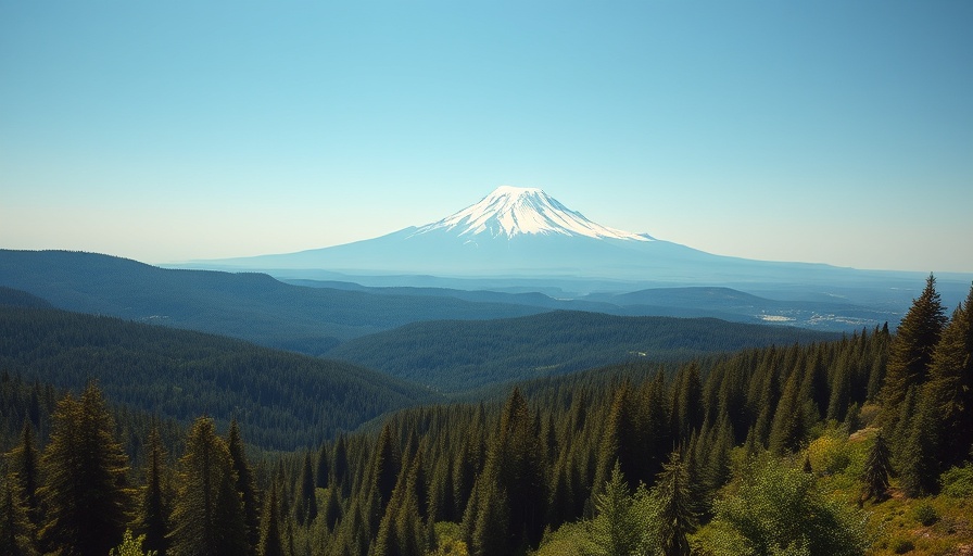 Scenic view of Mount Hood and lush landscape in Oregon.