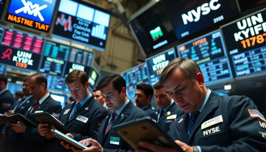 Focused stock traders at NYSE amid Trump tariffs effect.