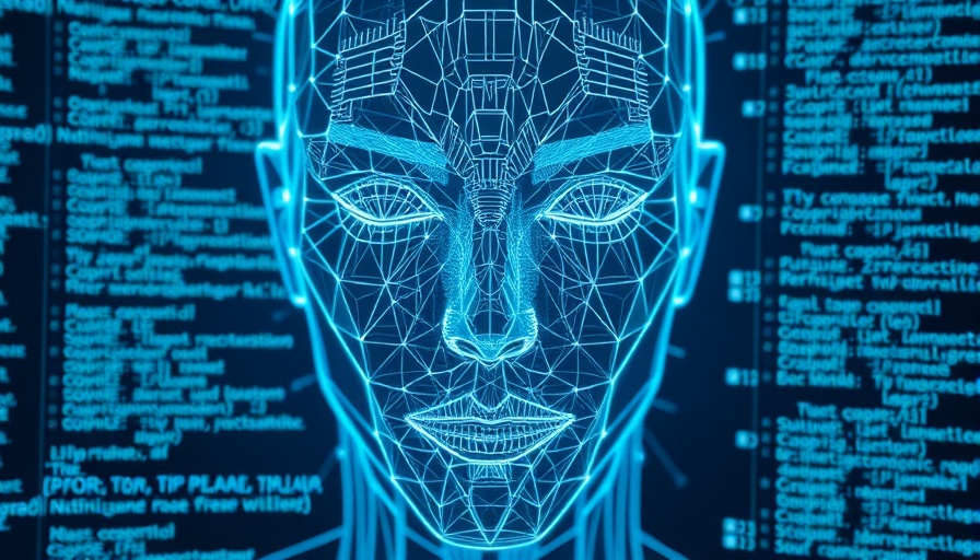 Futuristic digital face with code representing business startup funding