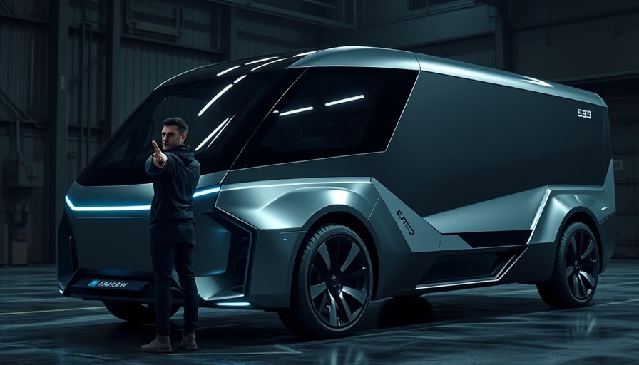 Person pointing beside futuristic truck, Tesla production issues.