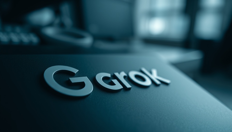 Grok Vision technology logo close-up on black surface.