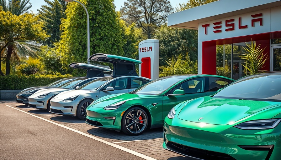 Tesla cars at dealership, Tesla profits drop context.