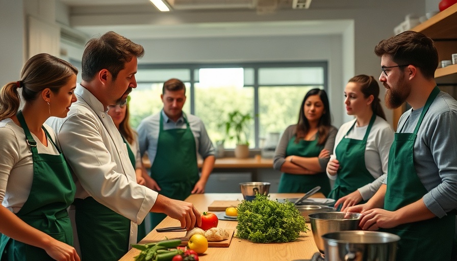 Chef instructing students in Cooking Classes Sausalito kitchen.