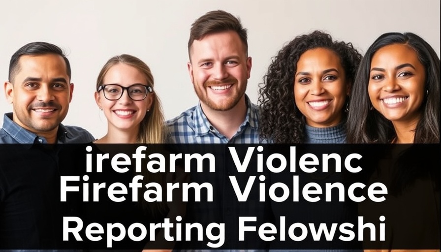 Diverse group of firearm violence reporting fellows with text.