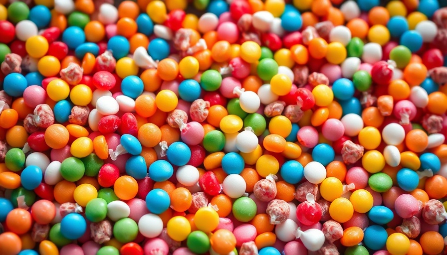 Bright assortment of candies with harmful food dyes.