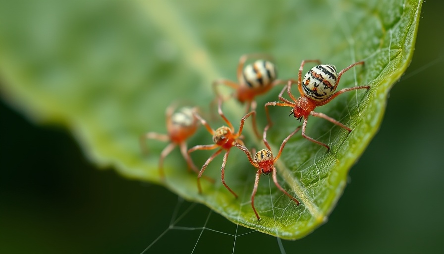 Close-up of spider mites on a leaf for spider mite control.