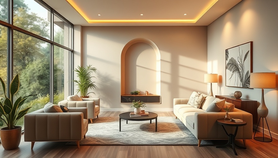 Stylish living room wall niche decorating ideas with modern furniture and warm lighting.