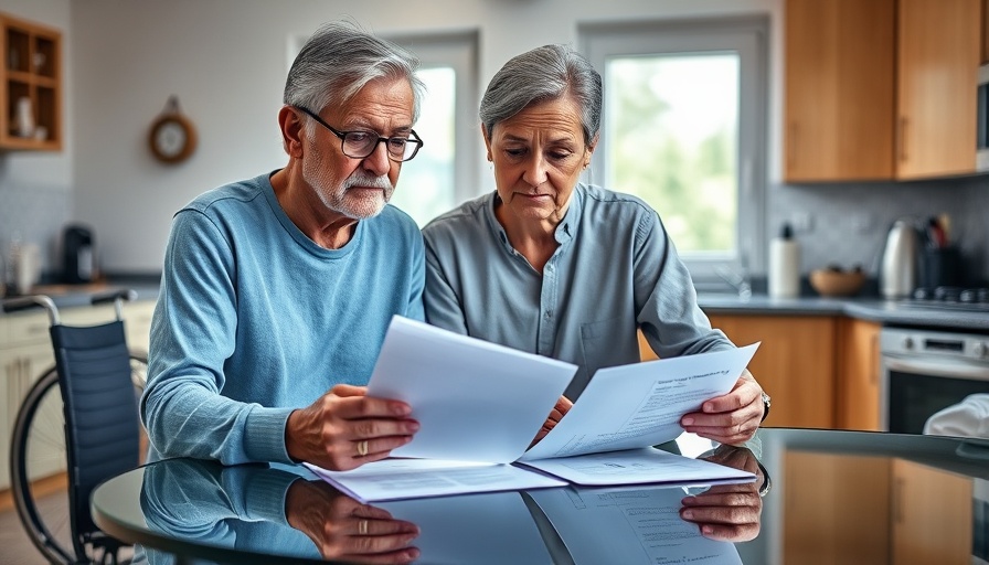 Concerned couple reviewing financial support documents for debt and disability.