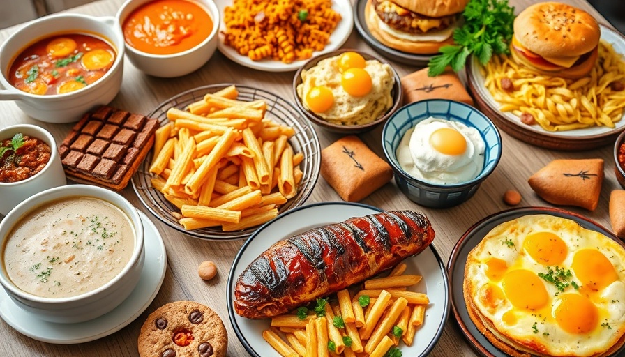 Colorful homemade meal planning display with diverse dishes.