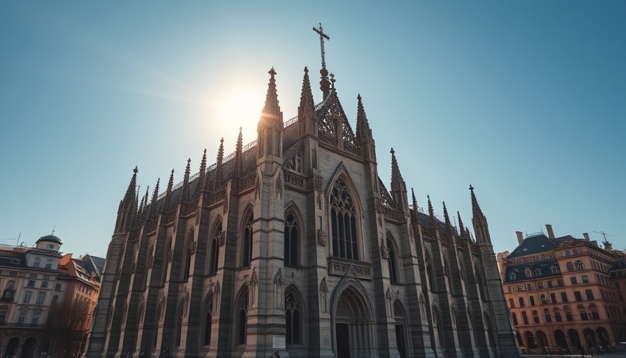 Gothic cathedral in Kentucky under a clear blue sky.