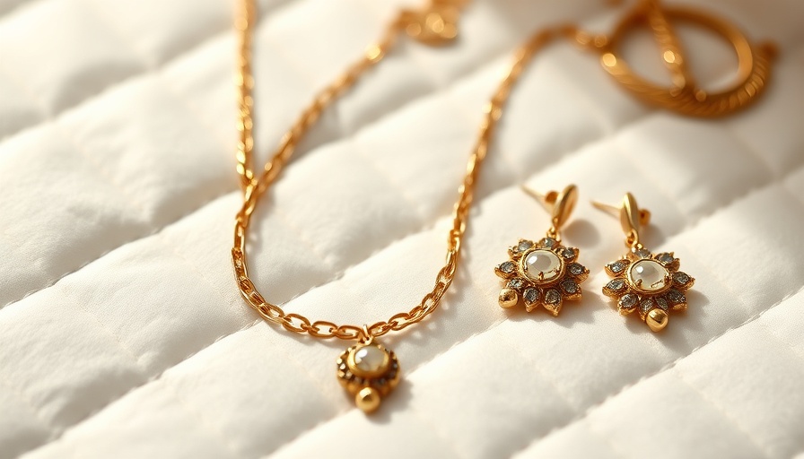 Elegant jewelry organization ideas with gold necklace and earrings.