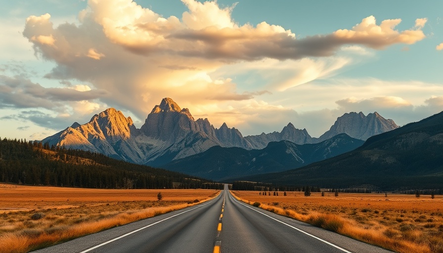 Scenic view of a Montana road leading to majestic mountains, capturing best places in Montana.