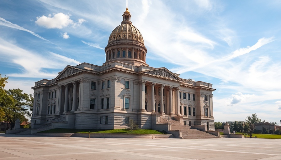 Kansas State Capitol building under a blue sky, illustrating affordable places to live in Kansas.