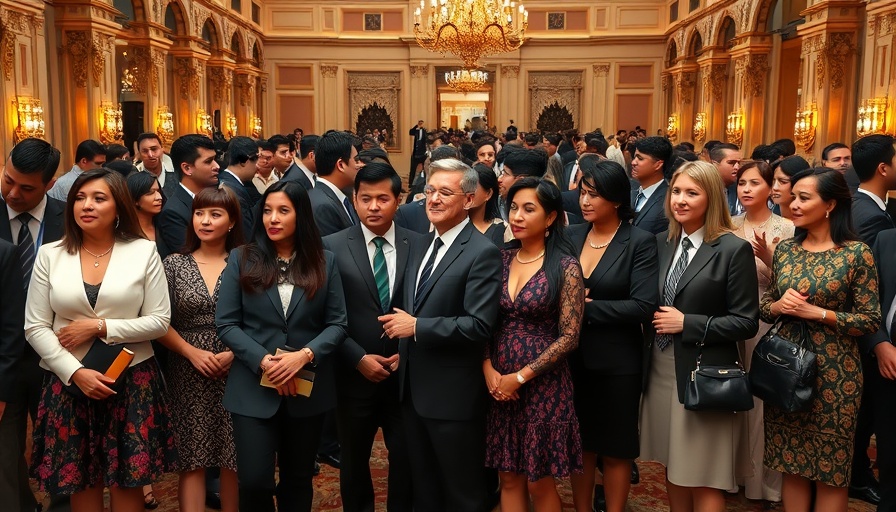Apple CEO Tim Cook stands with others in formal event.