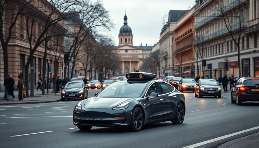 Tesla FSD Supervised ride-hail car on a city street in Europe.