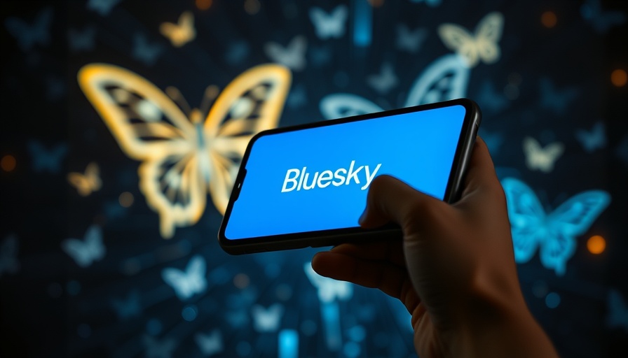 Smartphone showing Bluesky app, government censorship concept.