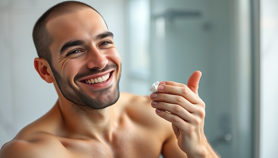Man applying cream in a bathroom, related to depression erectile dysfunction in hair-loss drugs.