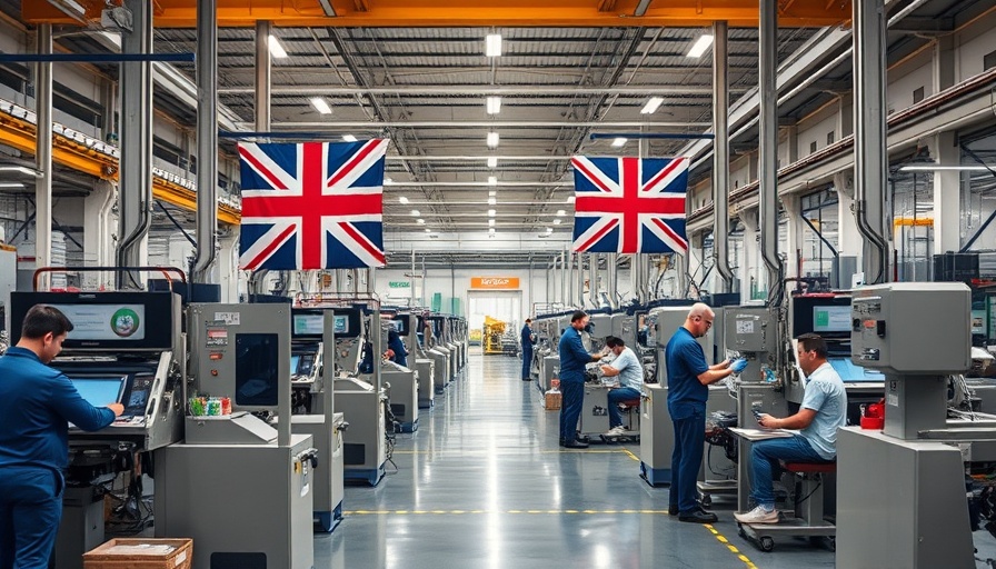 Modern manufacturing facility with workers reshoring production
