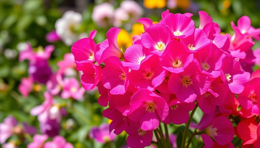 Vivid sweet pea flowers in a lush garden, growing sweet peas