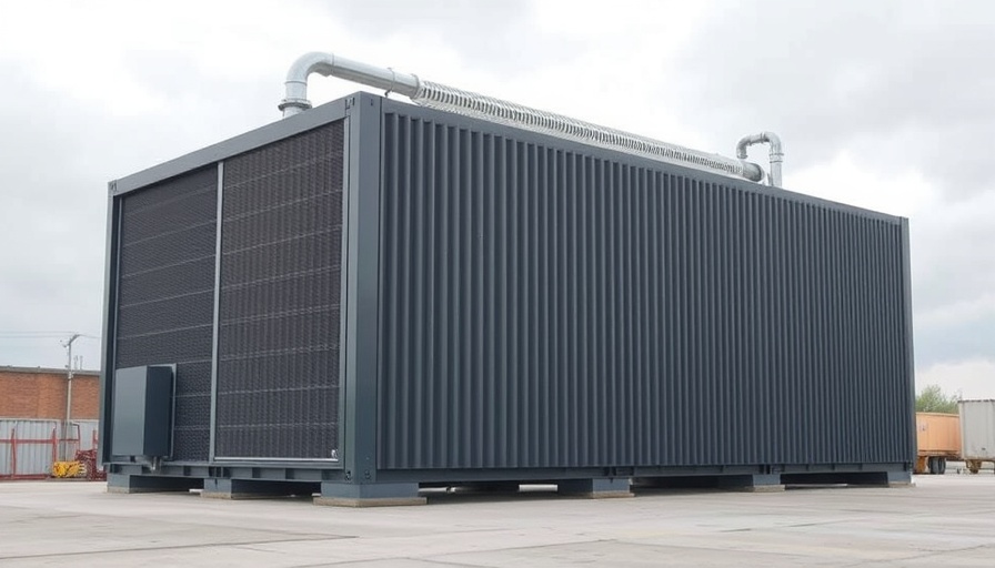 Sleek modern carbon capture unit outdoors showcasing innovative design