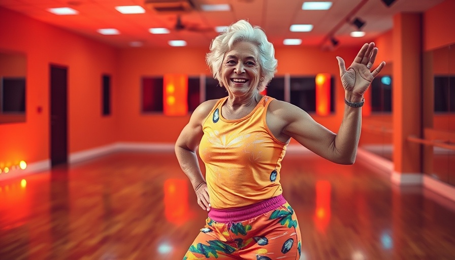 Energetic senior woman enjoying in a dance studio, active senior living.