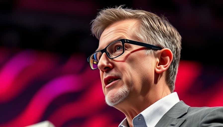 Speaker at TechCrunch Disrupt 2025 with focused expression.