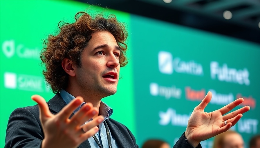 Man speaking at tech conference fireside chat.