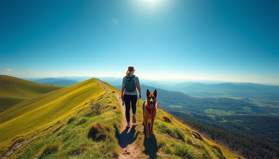 Lush hills with person and dog on trail in San Anselmo landscape.