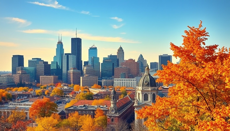 Philadelphia skyline in autumn, best places to live in Pennsylvania.