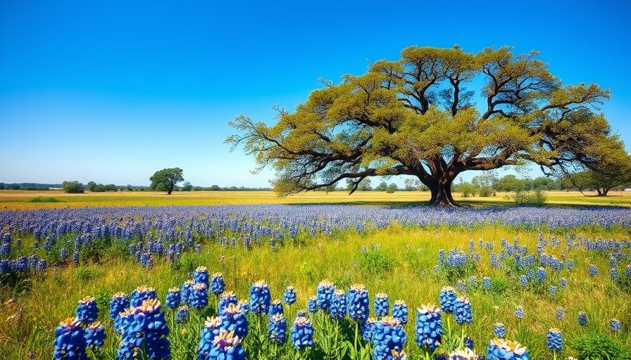 Scenic Texas landscape with bluebonnets and oak trees, ideal best places to live in Texas 2025.