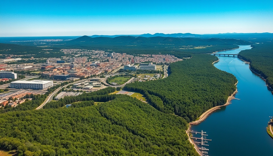 Aerial view of green cityscape highlighting Oregon's affordable areas.