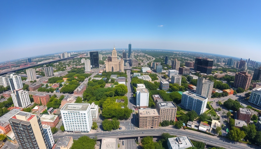 Aerial view of affordable places to live in Indiana cityscape.