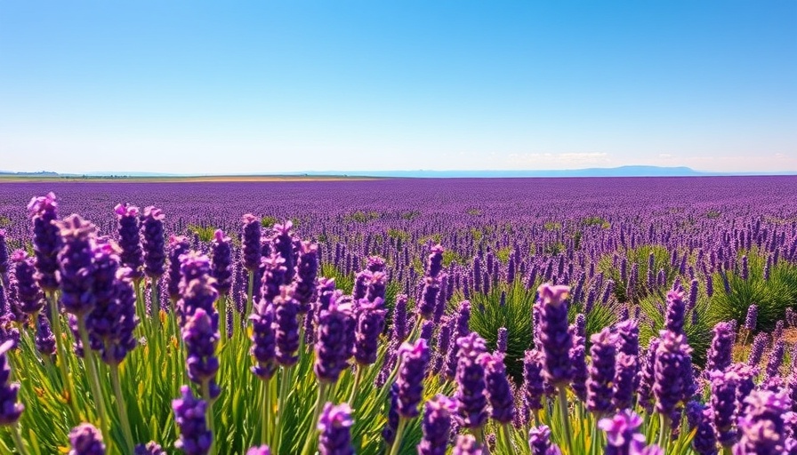 Beautiful lavender field at sunset in Illinois, natural beauty.