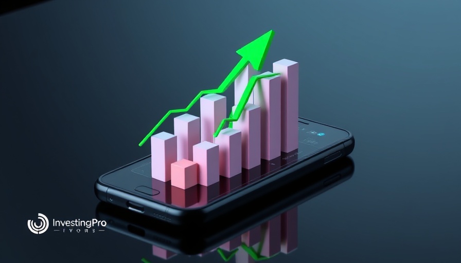 3D financial growth graph on smartphone with InvestingPro, Intel TSMC collaboration impact.