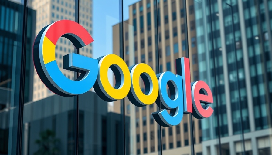 Google logo on glass building representing search profits.