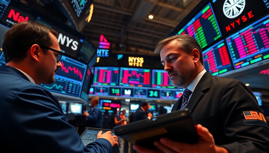 Traders analyzing stock market data at exchange