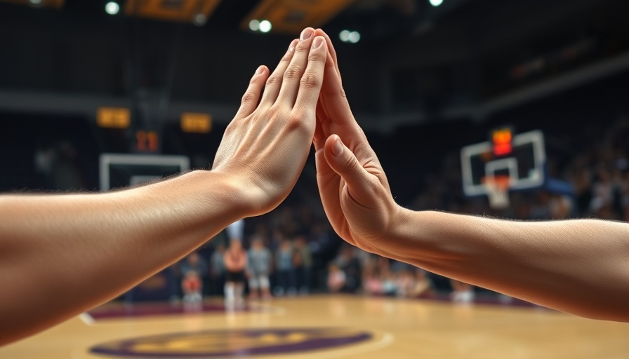 Celebratory high-five on basketball court, good news about Marin people.