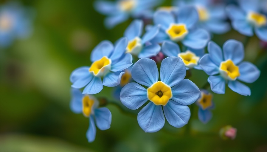 Close-up of forget-me-not flowers with blurred background
