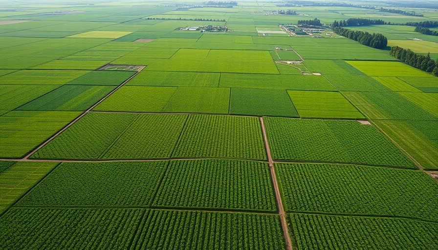 Vast green landscape of plantations promoting sustainable living.