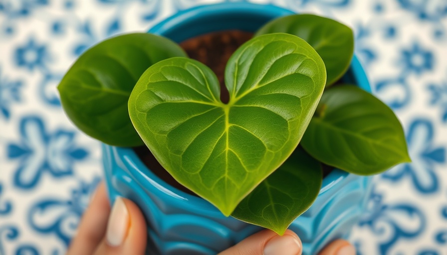 Heart-shaped Hoya plant leaf in a ceramic pot, Hoya plants care tips.