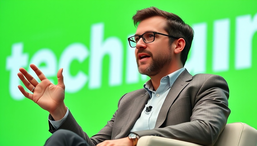 Professional speaker at TechCrunch Disrupt 2025, vibrant backdrop
