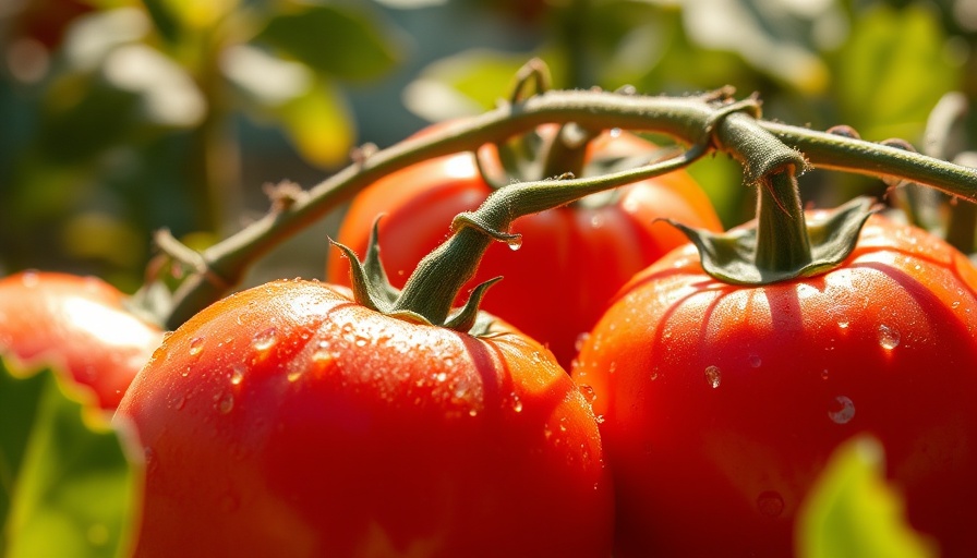 Close-up ripe tomatoes in sunlight showcasing tomato sun needs.