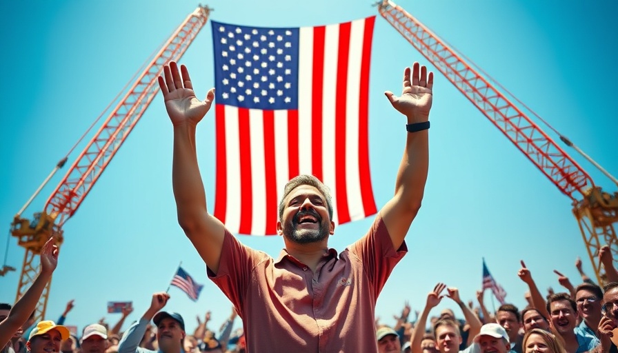 Elon Musk political deepfakes rally with crowd and flag.