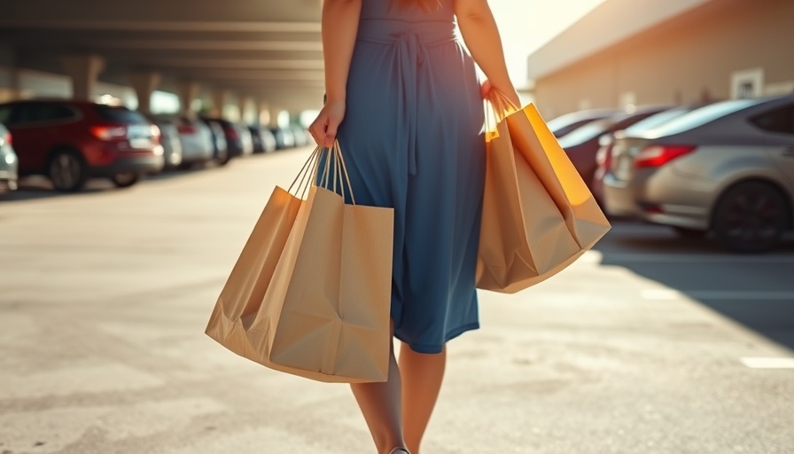 Woman with grocery bags, sunny parking lot, Albertsons suppliers tariffs