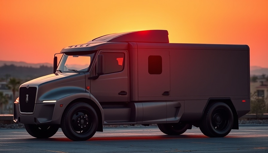 Slate's transformer EV truck at sunset with vibrant colors.